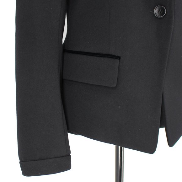 Balenciaga Paris Black Wool Silk Velvet Trim Jacket Single Breasted Blazer 38 S - Picture 3 of 7